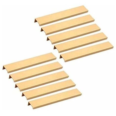 Lot de 10 poignées invisibles pour meuble – Entraxe 160mm – Alliage d'aluminium – Finition or – Pour tiroirs et armoires modernes - 160MM