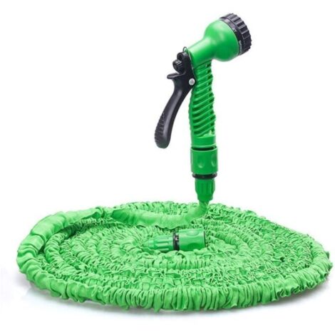 Tuyau d'arrosage extensible 25FT – Noyau en latex triple couche – Tissu super résistant – Buse de pulvérisation 7 fonctions – Rangement facile