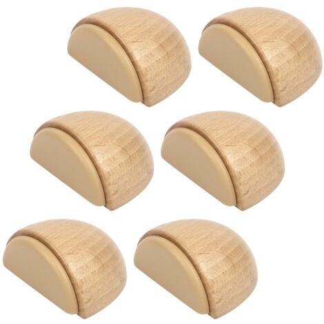 Lot de 6 Butée de Portes - Arrêt de Porte Adhesive en Bois pour Sol et Parquet – Stop Porte Adhésif - Butoir de Porte (Hetre Naturel) (1/5)