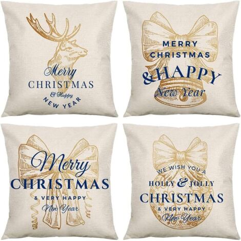 4PCS Thème de Noël Housse de Coussin,Taie d'oreiller de Flocon de Neige,Taie d'oreiller de Noël,Noël Housse de Coussin,Taie d'oreiller de Noel pour Canape (1/5)