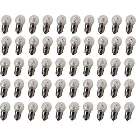 Ersandy – Lot de 50 ampoules E10 2,5V 0,3A – Lumière blanche chaude – Culot à vis – Pour équipements d'inspection et lampes de poche
