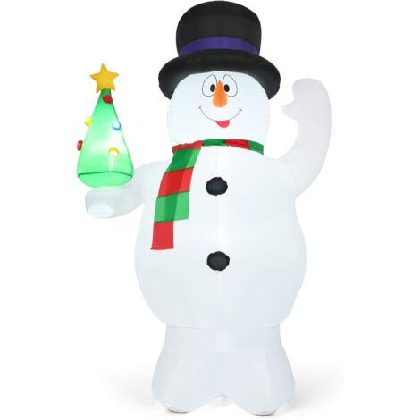 Bonhomme de neige gonflable de 2,4 m / 8 pieds, décoration de Noël éclairée avec lumières LED, modèle de vacances de Noël étanche pour la fête de jardin à la maison (1/5)