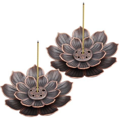 Porte-encens en laiton 2 pièces, porte-encens Lotus, porte-encens, brûleur d'encens, brûleur d'encens, porte-encens 6 trous sans bâtons d'encens (1/5)