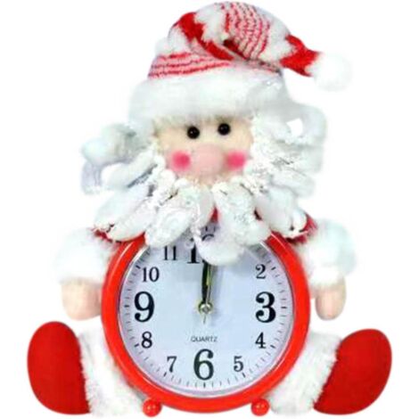 Petit réveil de Noël à piles Père Noël bonhomme de neige décoratif horloge de bureau pour étagère chambre cuisine comptoir cadeau pour vacances bas de Noël (1/5)