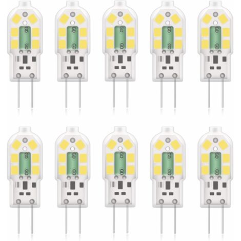 G4 2W LED Ampoule, 20W Ampoules Halogènes équivalentes, Blanc froid 6000k,200Lm,12x SMD,12V AC/DC-Pack de 10 [Classe énergétique A+]