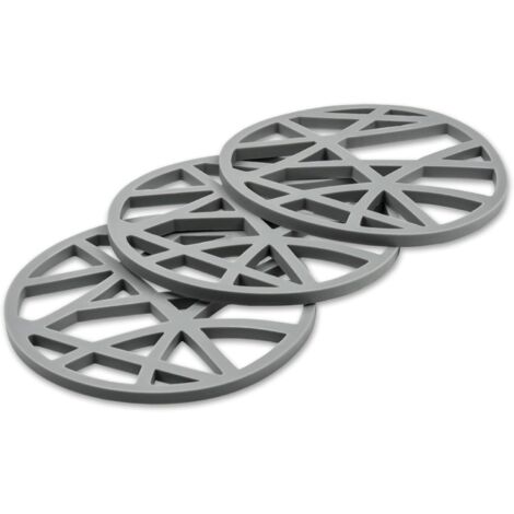 Lot de 3 Dessous-de-Plat Ronds en Silicone - Souples et Antidérapants -15.8 x 15.8 x 0.7cm – Gris (1/3)