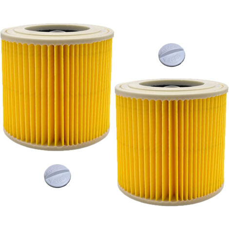 Lot de 2 filtres à cartouche pour Kärcher WD3 Premium, WD2, WD3, WD3P, MV2, MV3 - Filtre WD3 - Filtre de rechange pour aspirateur Kärcher 6.414-552.0/64145520 (1/5)