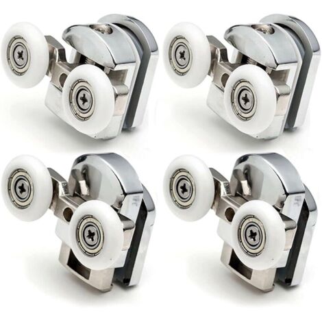 Toolive – Lot de 4 roulettes doubles pour porte de douche coulissante – Roues 23 mm en alliage de zinc – Installation facile et glissement silencieux (1/4)