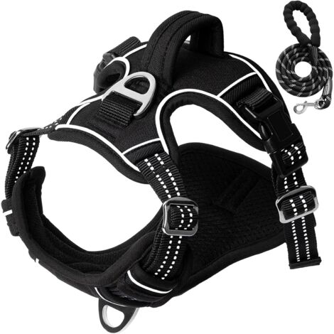Harnais pour chiens, harnais anti-traction, harnais de sécurité à traction, petits, grands et moyens chiens, harnais de poitrine, légèrement rembourré (S). (1/5)