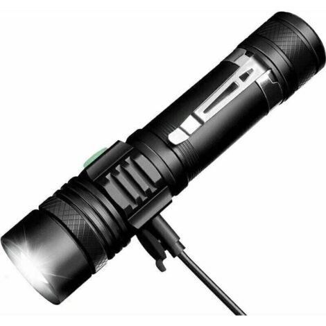 ZVD Lampe de poche LED, lampes de poche rechargeables USB, lampe de poche LED extrêmement lumineuse, lampe de poche étanche avec 4 modes (batterie non incluse)-Fei Yu (1/4)