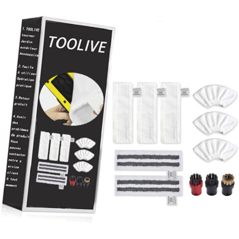 Toolive – Accessoire nettoyeur vapeur Karcher Easyfix SC2 SC3 SC4 SC5 – Kit de 8 pièces – Chiffons microfibre et brosses nylon pour nettoyage efficace (1/6)