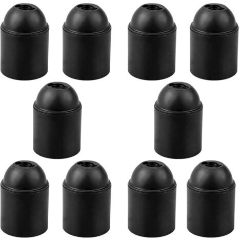 Pack de 10 Douilles E27 Noir  Support Douille E27 Lisse  Base pour Ampoule Exposée et Filetage Épais E27