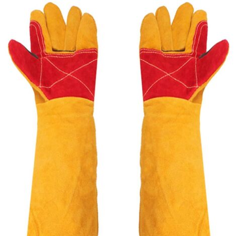ZVD – Gants de soudeur en cuir – Manches extra longues 61 cm – Résistants à la chaleur – Protection pour soudage, barbecue et jardinage