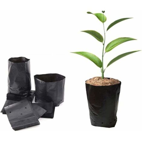 ZVD 100 sacs de pépinière en plastique épais - 25x30cm (diamètre x hauteur) Sacs de culture pour plantes de jardin avec trous d'aération (1/4)