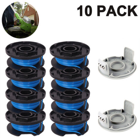 Longziming – Bobine de rechange pour tondeuse Ryobi One+ – Lot de 10 pièces (8 bobines + 2 capuchons) – Nylon flexible 0,2 cm – Installation rapide