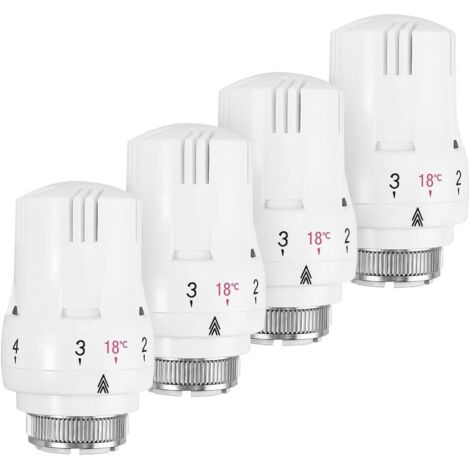 Jusch – Lot de 4 têtes thermostatiques M30 x 1,5 – Plage de modulation 5 niveaux – Compatible radiateurs compacts – Fonction antigel (1/5)