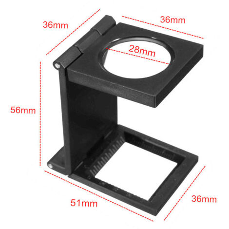 Serbia – Loupe de table pliable 10x – Alliage de zinc et verre optique – Pour horlogerie, bijouterie, travaux de précision
