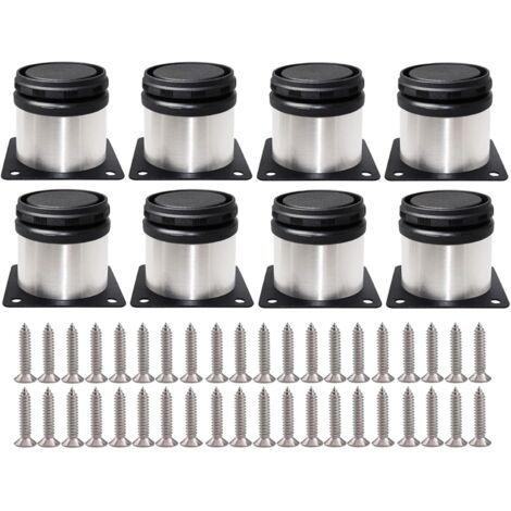 Gistuch – Pieds de meubles réglables 8 pièces – Acier inoxydable avec vis incluses – Hauteur ajustable 0 à 15 mm – Pour canapés, tables, armoires (1/5)