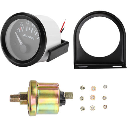 GARRYFIZH Jauge de pression d'huile électromagnétique universelle pour voiture, 52mm/2 pouces, 12V, indicateur modifié automatiquement