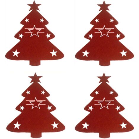12 Pièces Porte-Couverts Sapin De Noël Titulaire D'Couverts Poche Coutellerie Sac De Vaisselle Décoration De Table Noël (1/5)