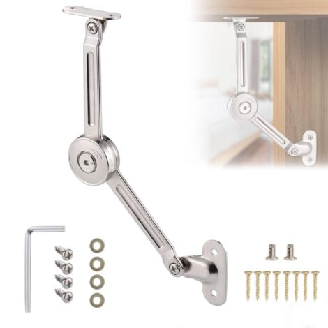 Nannigr 1 Pièces Ascenseur réglable d'alliage de Zinc, avec Vis et Clé Allen, Nickel Satiné，charnière de support, pour porte de placard, boîtes de rangement en bois, cuisine, meuble, porte