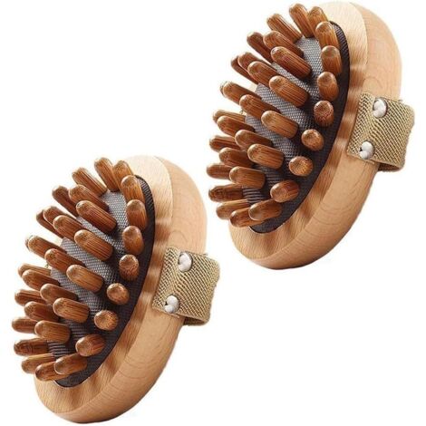 Meridian Lot de 2 brosses à pression anti-cellulite pour le corps, coussin d'air apaisant avec huiles essentielles en bois, brosse de massage méridienne, appareil de massage en bois naturel