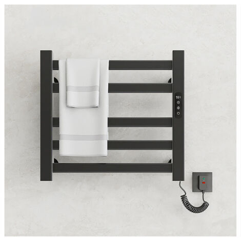 Largeight – Sèche-serviettes électrique avec affichage numérique – Température réglable 30-70°C – Protection IPX5 – Installation facile - R308-noir