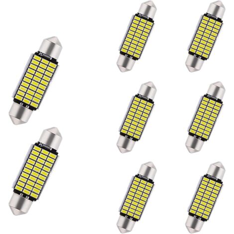 8pc Ampoule LED voiture,Canbus sans erreur,39mm,12V,6500K,600LM,33MSD-3014 Chipsets ampoules LED,CW5 voiture, lumières intérieures de dôme de carte,ampoule plaque immatriculation,Blanc