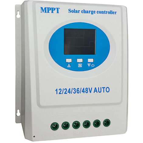 GARRYFIZH Contrôleur de charge solaire MPPT 120 A 12 V 24 V 36 V 48 V, adaptatif automatique avec écran LCD à lumière noire, régulateur intelligent pour batteries au plomb-acide et lithium, deux ports (1/5)