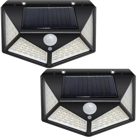 Gistuch – Lot de 2 lampes solaires extérieures 100 LED – Détecteur de mouvement PIR – Éclairage étanche IP44 – Installation facile sans câblage (1/5)