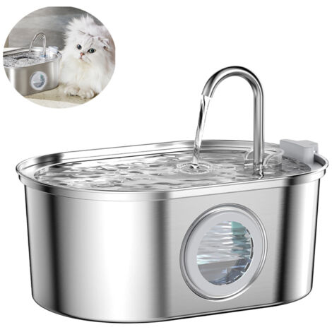 Fontaine à eau pour animaux 3,2L en acier inoxydable – Ultra silencieuse ≤ 30 dB – Filtration quadruple pour eau propre – Convient aux chats et chiens