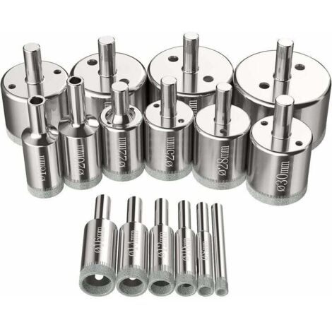 Scies-cloches 16 pcs, Foret Diamant Scie Cloche 6-50 mm Outils de perçage en verre trous scies kit pour acier au carbone, perceuse en verre, céramique, porcelaine, carrelage, marbre (1/5)