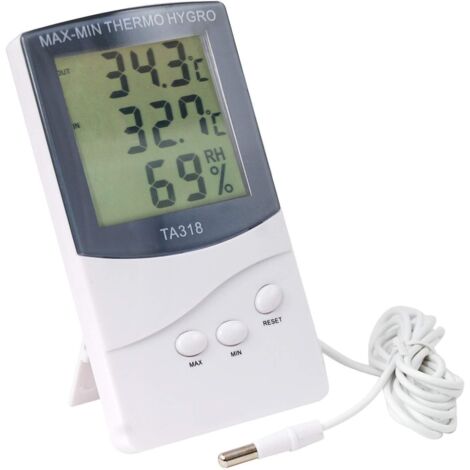 Thermomètre numérique avec Deux capteurs pour Une Utilisation intérieure et extérieure, Parfait pour l'hiver. Affichages - Température, météo, Alarme et Crochet de Fixation (1/5)