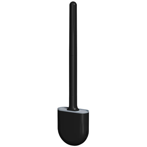 Brosse Toilette Silicone Plate Paquet De 1,Brosse WC Mural,Brosse De Toilette à Long Manche De Salle De Bain à SéChage Rapide,Brosses De Toilette Et Supports Et Base Anti-Goutte(Noir)