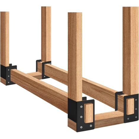 Gistuch Firewood Log Storage Rack Bracket 4 Pack,Fireplace Wood Storage Holder,Indoor Outdoor Adjustable Heavy Duty Powder Coated Steel Holder with Wood Screws