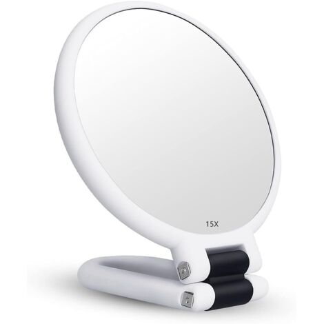 Serbia – Miroir grossissant 15X double face – Verre optique haute qualité – Portable et pliable – Utilisation main, suspendu ou sur pied