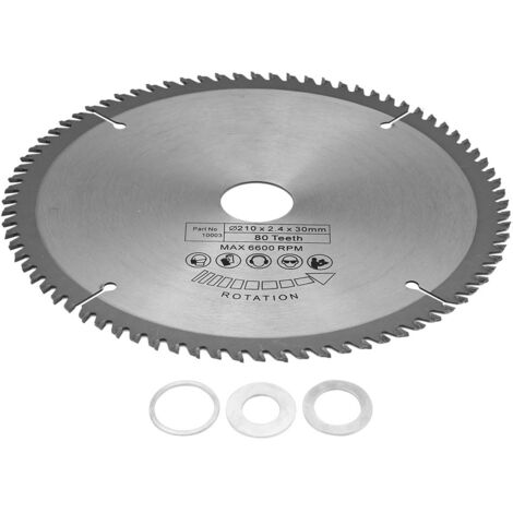 Jeffergarden Lame de scie circulaire 210mm×30mm Diamètre de l'alésage 80 dents Lame de scie circulaire avec 3 joints toriques en carbure cémenté (1/5)