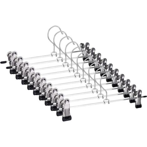 Cintres Porte-Pantalons Antidérapant Cintres pour Pantalons en Métal avec Clips Réglables Cintres de Pantalon pour Jupes, Pantalons, Jeans 28 cm (Lot de 10) (1/5)