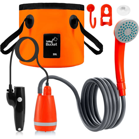 Nannigr Douche de Camp Portable,Pompe de Douche avec USB Amovibles,Pomme de Douche Portable d'extérieur avec Seau Pliable pour Camping randonnée