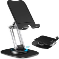 Support de téléphone Portable pour Bureau, Support de téléphone réglable avec Base rotative à 360°, Pliable et Portable, Compatible avec iPhone 17, 16, 15, 14, 13 Pro XR, Samsung, Tous Les