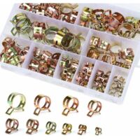 Clip à ressort pour collier de serrage de durite d'essence – 100 pièces – Acier à ressort 65Mn – Diamètre 6-22 mm – Applications industrielles et automobiles