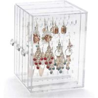 ZVD Support de Boucle d'oreille Acrylique Boucle d'oreille en Présentoir Rangement Boucles Doreilles Porte Boucles d'oreilles Boîte de Rangement avec 3 Tiroir Vertical pour Femmes