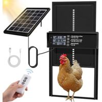 Largeight – Porte automatique pour poulailler solaire – Affichage LED – Capteur de lumière – Télécommande jusqu'à 15m – Étanchéité IP45