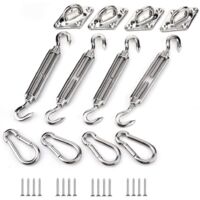Kit de fixation de voile d'ombrage, kit de fixation de voile d'ombrage en acier inoxydable pour triangle et carré, rectangle, voile d'ombrage