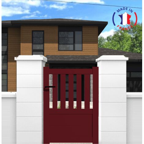 Packit – Portillon aluminium semi-ajouré en kit L.1000 x H.1300 mm – Résistant aux UV – Montage facile – Couleur rouge (RAL 3004)