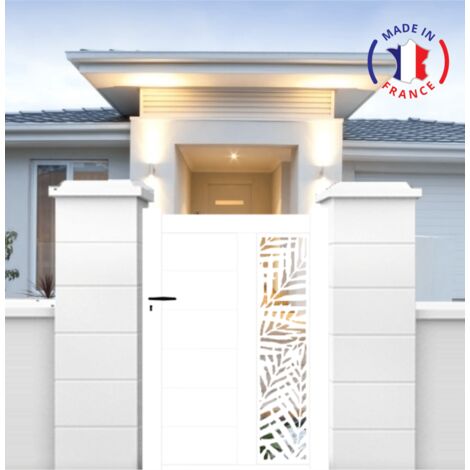 Portillon aluminium découpe laser en kit dimensions L.1000 (entre piliers) x H.1500 mm Couleurs Blanc (RAL 9010)