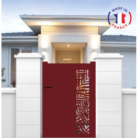 Portillon aluminium découpe laser en kit dimensions L.1000 (entre piliers) x H.1500 mm Couleurs Rouge (RAL 3004)
