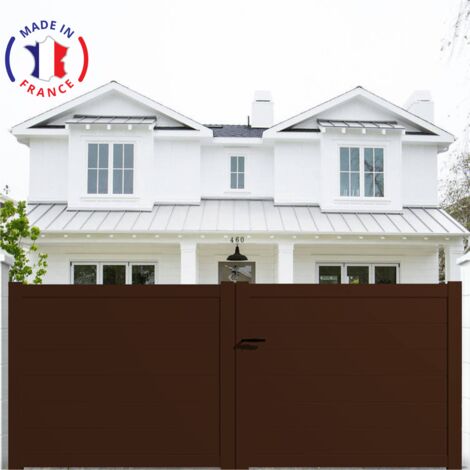 Portail aluminium battant plein en kit dimensions L.3000 (entre piliers) X H.1700 mm Couleurs Marron (RAL 1247)
