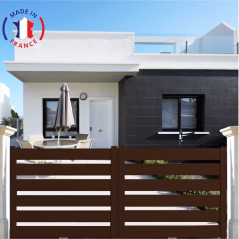 Portail aluminium coulissant SAH en kit dimensions L.4000 (entre piliers) X H.1500 mm Couleurs Marron (RAL 1247)