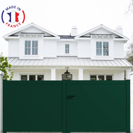 Portail aluminium battant plein en kit dimensions L.4000 (entre piliers ) X H.1700 mm Couleurs Vert (RAL 6005)